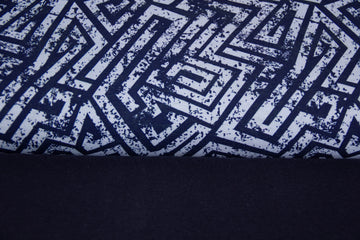 Stoffpaket French Terry + Bündchen "Labyrinth", marineblau